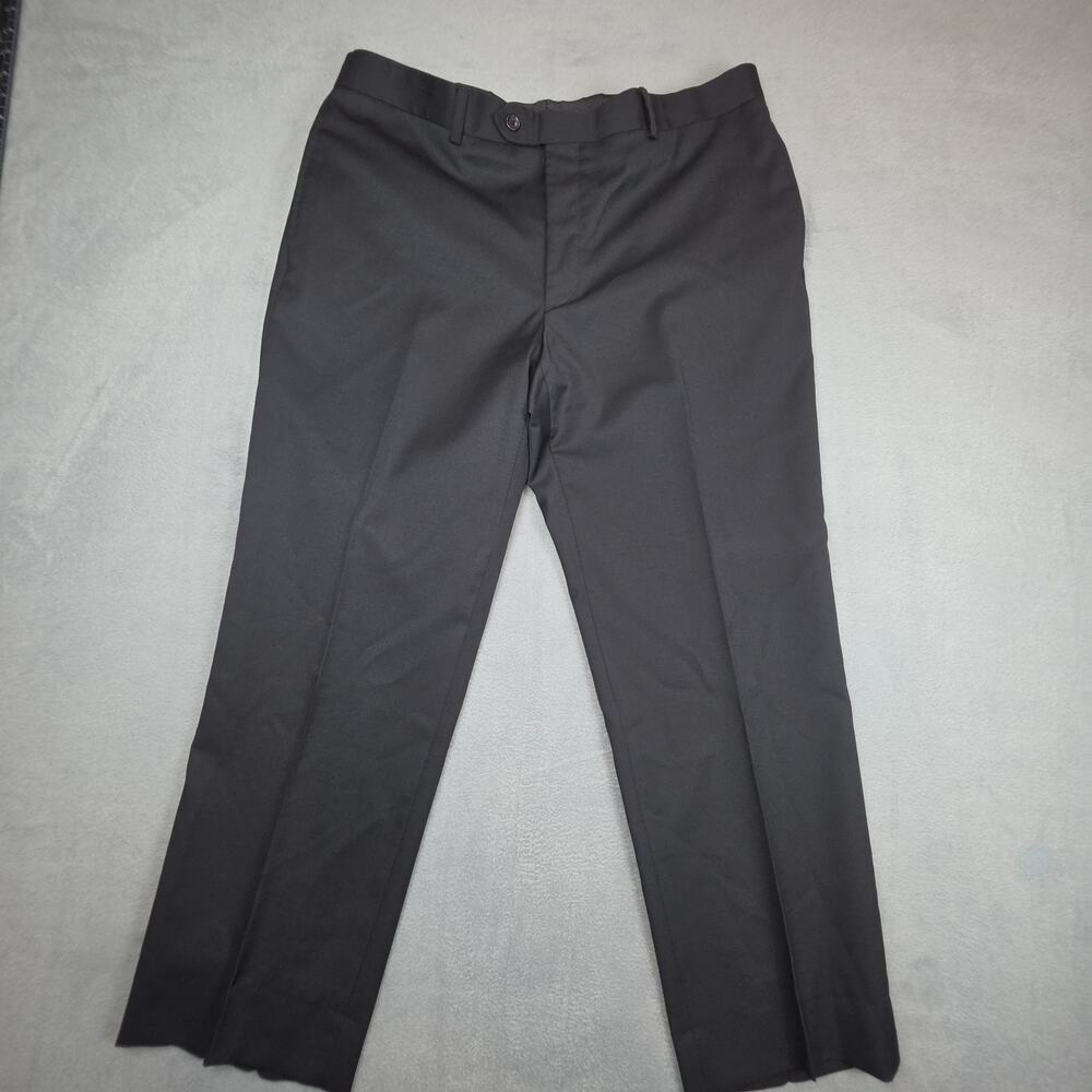 Pronto Uomo Platinum Dress Pants Mens 36x30 Black 100% Wool Flat Front Slacks